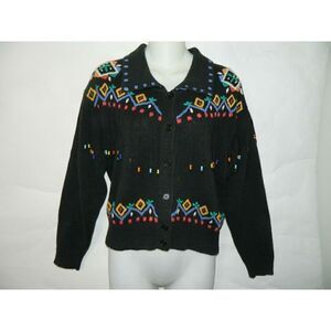 Vintage Bambu Sweater Cardigan Fringe Size M‎